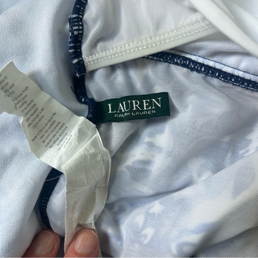 Lauren Ralph Lauren Playa Twist Underwire Tummy Control Swimsuit Blue White 8 - Picture 6 of 7
